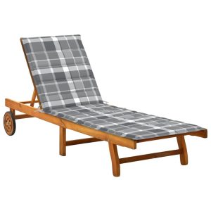 Leżak Ogrodowy Drewniany z Poduszką Leżanka Ogrodowa Na Taras Balkon Ogród 944685 Leżak Ogrodowy Drewniany z Poduszką Leżanka Ogrodowa Na Taras Balkon Ogród 944685