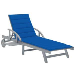 Leżak Ogrodowy Drewniany z Poduszką Leżanka Ogrodowa Na Taras Balkon Ogród 944739 Leżak Ogrodowy Drewniany z Poduszką Leżanka Ogrodowa Na Taras Balkon Ogród 944739