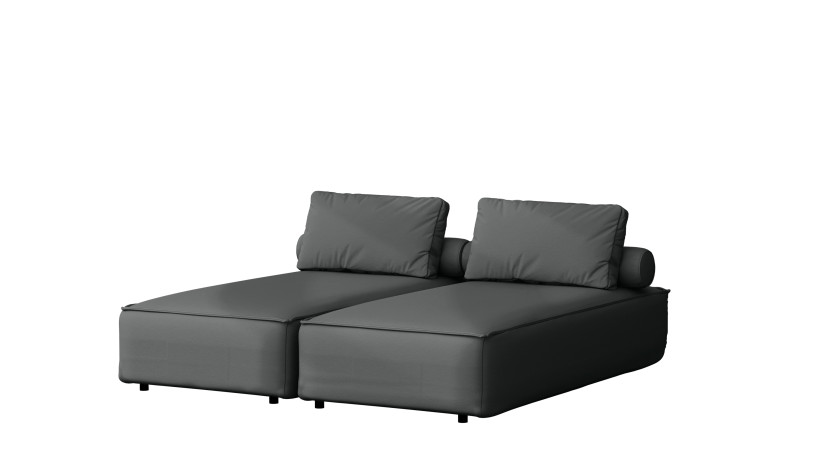 Leżak ogrodowy dwuosobowy MALIBU na taras, tkanina Odyssey, Antracyt 550206