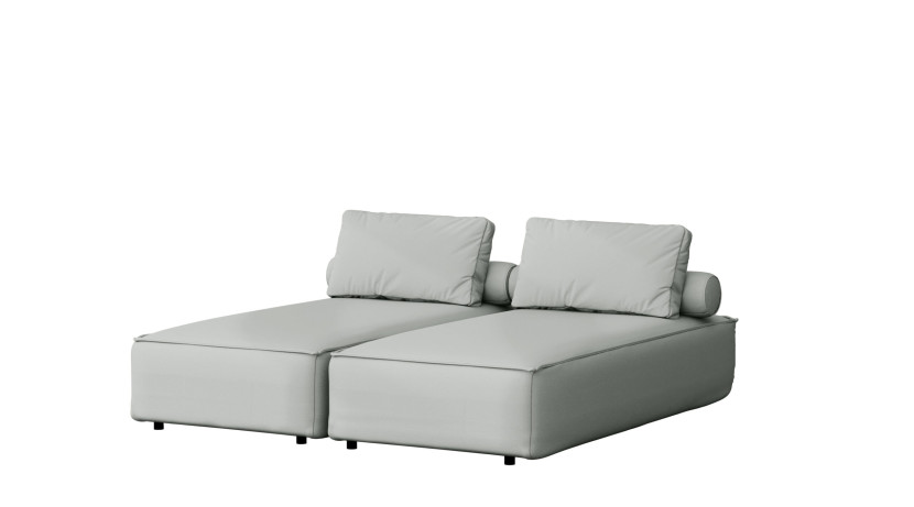 Leżak ogrodowy dwuosobowy MALIBU na taras, tkanina Odyssey, Jasnoszary 550209
