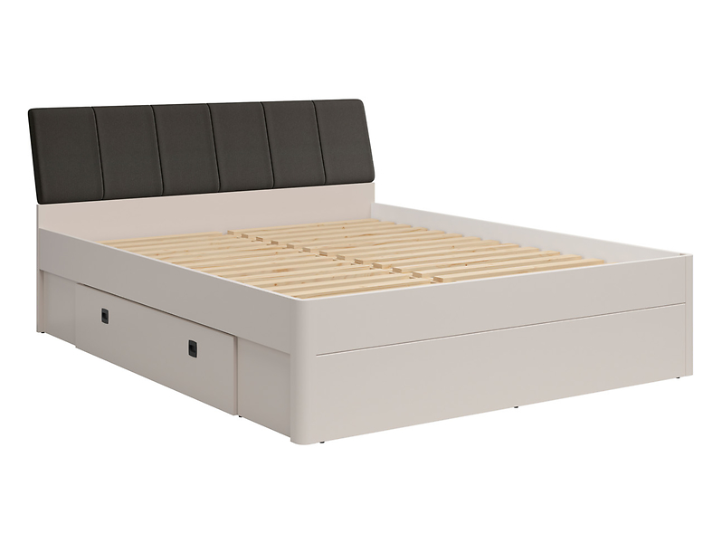 Łóżko Carano 180x200 z 2 szufladami i tapicerowanym wezgłowiem kaszmir/antracyt 994235