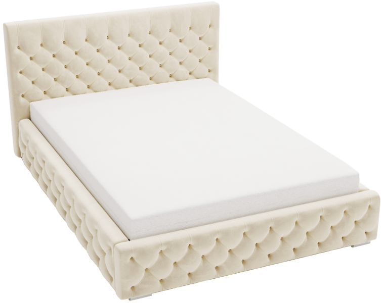 Łóżko chesterfield 140x200 Elira, stelaż metalowy, pojemnik - Beżowy 1053857