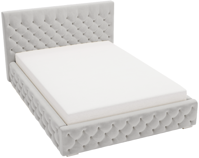 Łóżko chesterfield 140x200 Elira, stelaż metalowy, pojemnik - Jasny szary 1054938