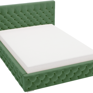 Łóżko chesterfield 140×200 Elira, stelaż metalowy, pojemnik – Zielony 1054869 Łóżko chesterfield 140×200 Elira, stelaż metalowy, pojemnik – Zielony 1054869