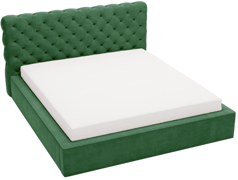 Łóżko chesterfield 160x200 Ali, pojemnik, stelaż - Zielony 1054957