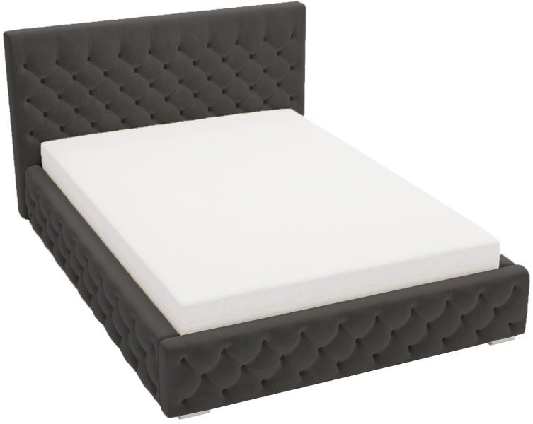 Łóżko chesterfield 160x200 Elira, stelaż metalowy, pojemnik - Czarny 1054865