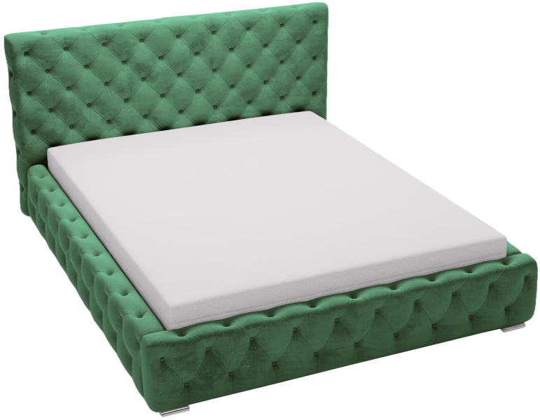 Łóżko chesterfield 160x200 Glory, stelaż metalowy, pojemnik - Zielony 1051980