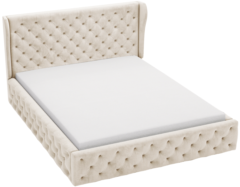 Łóżko chesterfield 160x200 Vivaro z pojemnikiem i stelażem - Beżowy 1052028