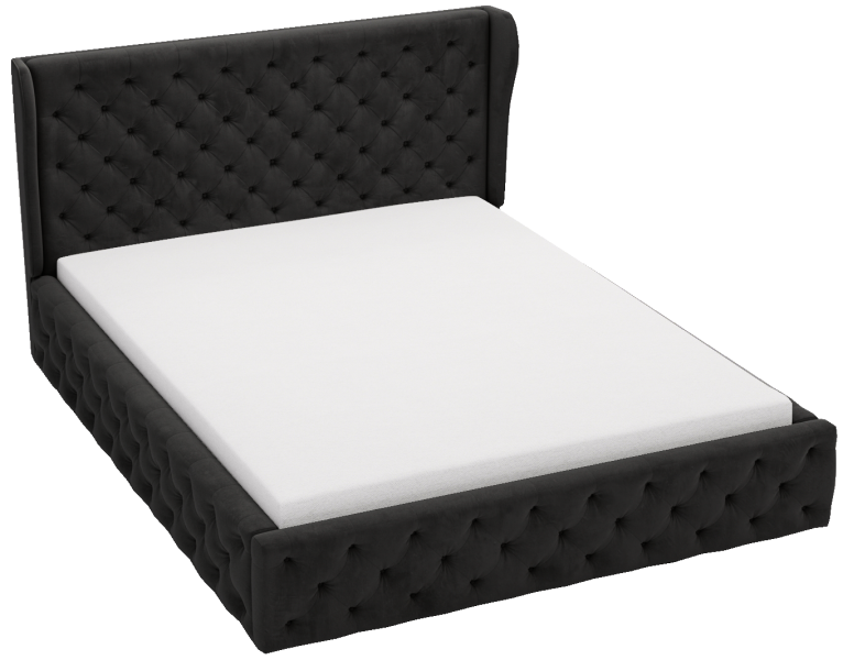 Łóżko chesterfield 180x200 Vivaro z pojemnikiem i stelażem - Czarny 1052885