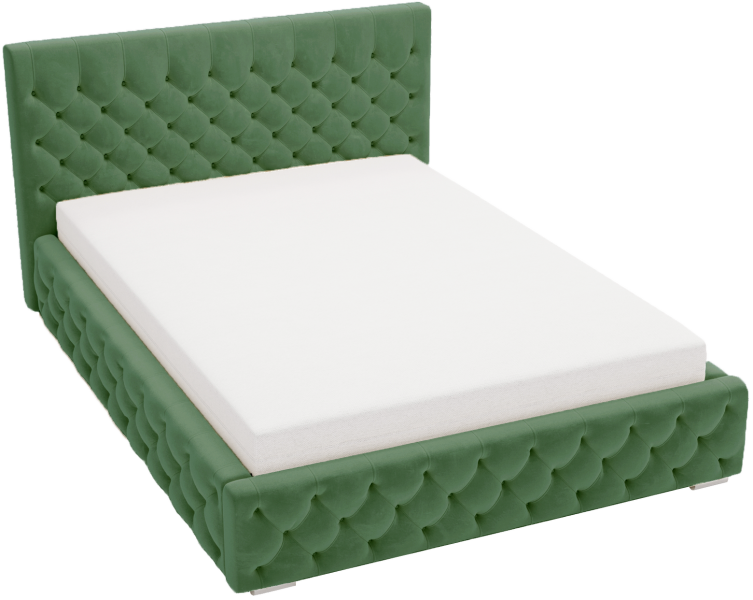Łóżko chesterfield 200x200 Elira, stelaż metalowy, pojemnik - Zielony 1053819