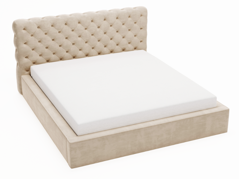 Łóżko chesterfield APOLLO 200x200 beżowe z pojemnikiem 203652