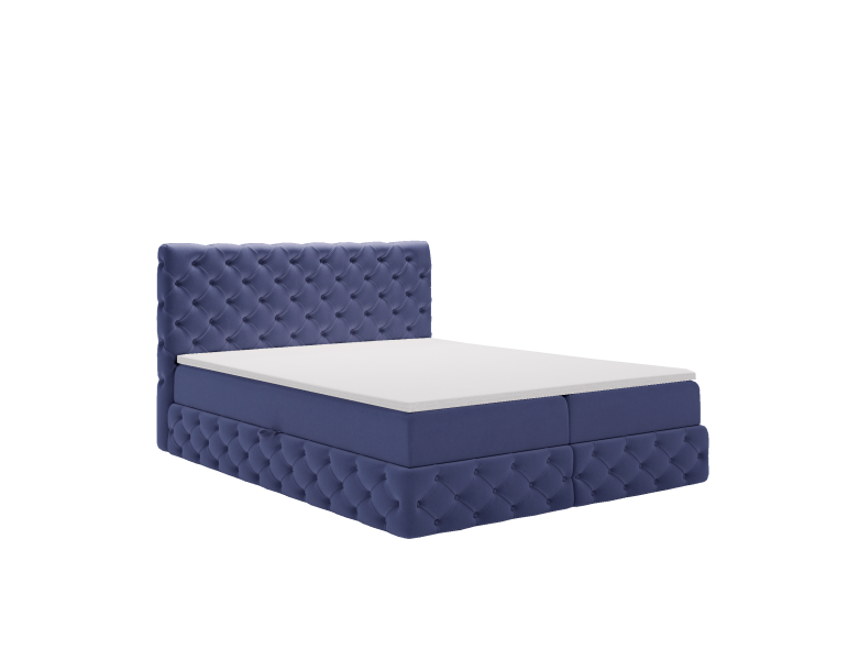 Łóżko Chesterfield Tkanina Royal Velvet Granatowy 140x200 cm 593948