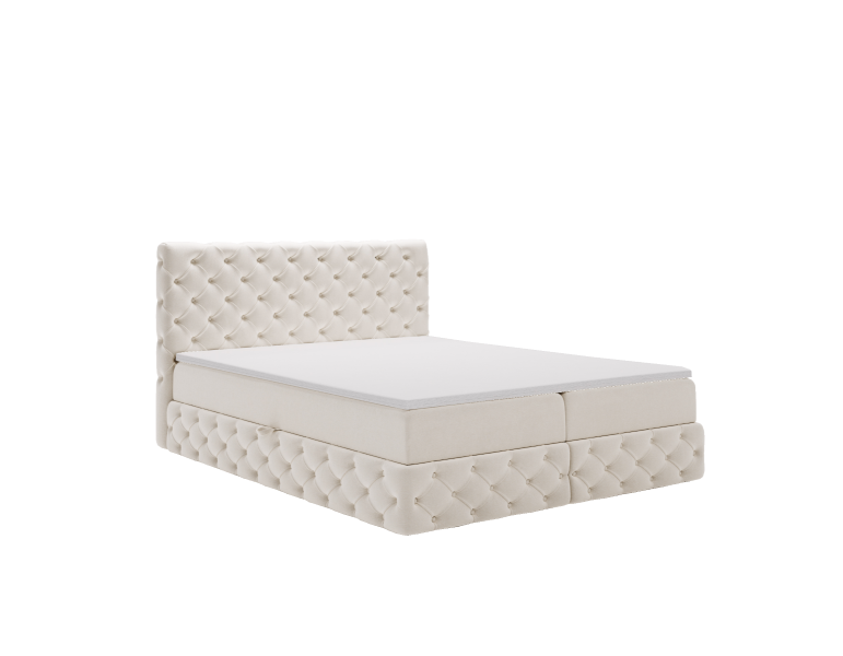 Łóżko Chesterfield Tkanina Royal Velvet Perłowy 160x200 cm 593909