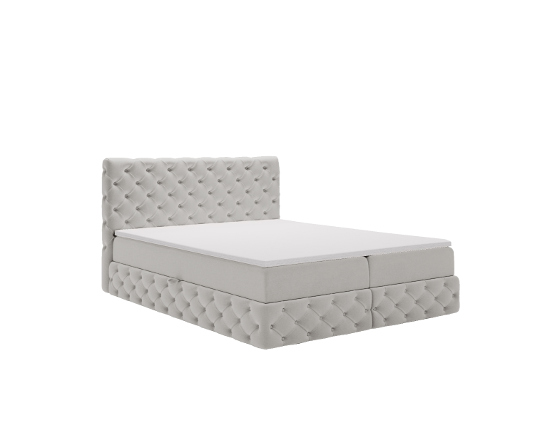 Łóżko Chesterfield Tkanina Royal Velvet Srebrny 160x200 cm 593921