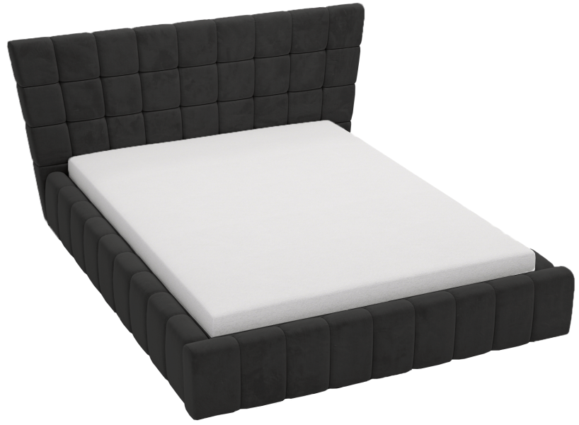 Łóżko czarne 160x200 Deluxe z przeszyciami, stelażem metalowym 1054663