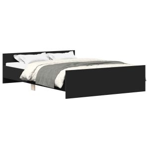 Łóżko Czarne Rama Łóżka Ze Stelażem Do Sypialni Pokoju 135×190 cm 827629