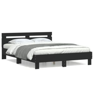 Łóżko Czarne Rama Łóżka Ze Stelażem Do Sypialni Pokoju 140×190 cm 828030