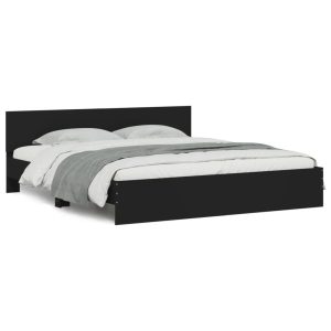 Łóżko Czarne Rama Łóżka Ze Stelażem Do Sypialni Pokoju 160×200 cm 827557