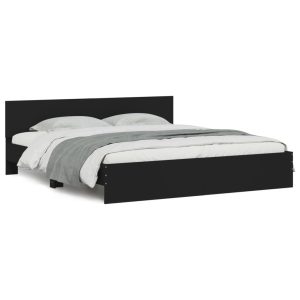 Łóżko Czarne Rama Łóżka Ze Stelażem Do Sypialni Pokoju 200×200 cm 827556 Łóżko Czarne Rama Łóżka Ze Stelażem Do Sypialni Pokoju 200×200 cm 827556