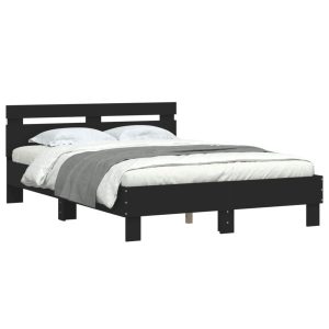 Łóżko Czarne Rama Łóżka Ze Stelażem Do Sypialni Pokoju LED 120×200 cm 827627 Łóżko Czarne Rama Łóżka Ze Stelażem Do Sypialni Pokoju LED 120×200 cm 827627