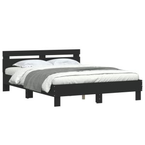 Łóżko Czarne Rama Łóżka Ze Stelażem Do Sypialni Pokoju LED 150×200 cm 827603 Łóżko Czarne Rama Łóżka Ze Stelażem Do Sypialni Pokoju LED 150×200 cm 827603