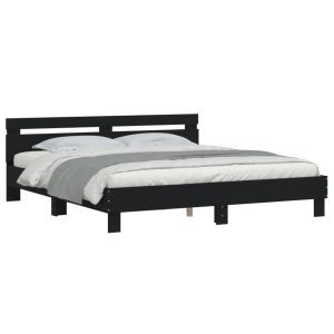 Łóżko Czarne Rama Łóżka Ze Stelażem Do Sypialni Pokoju LED 180×200 cm 827929 Łóżko Czarne Rama Łóżka Ze Stelażem Do Sypialni Pokoju LED 180×200 cm 827929