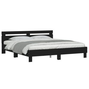 Łóżko Czarne Rama Łóżka Ze Stelażem Do Sypialni Pokoju LED 200×200 cm 828079 Łóżko Czarne Rama Łóżka Ze Stelażem Do Sypialni Pokoju LED 200×200 cm 828079