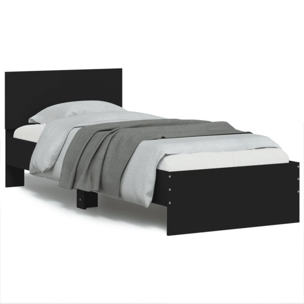 Łóżko Czarne Rama Łóżka Ze Stelażem Do Sypialni Pokoju LED 75x190 cm 828224