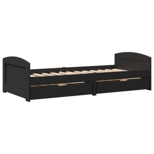 Łóżko Czarny Drewno sosnowe vidaXL 619588 Łóżko Czarny Drewno sosnowe vidaXL 619588