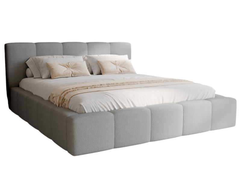Łóżko designerskie do sypialni szare boucle bubble NOVS 750062