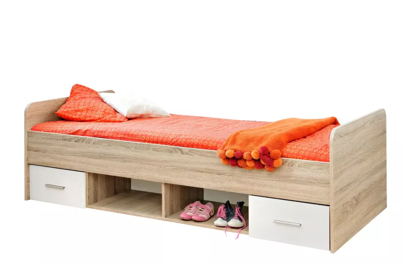 Łóżko DINO 90x200 dąb/biały mat z szufladą/bez materaca 420367