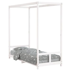 Łóżko dla dzieci Biały 80 x 200 cm Drewno sosnowe vidaXL 411703 Łóżko dla dzieci Biały 80 x 200 cm Drewno sosnowe vidaXL 411703
