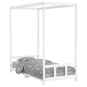 Łóżko dla dzieci Biały 90 x 190 cm Drewno sosnowe vidaXL 573522 Łóżko dla dzieci Biały 90 x 190 cm Drewno sosnowe vidaXL 573522