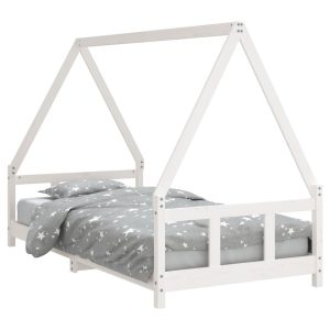 Łóżko dla dzieci Biały 90 x 190 cm Drewno sosnowe vidaXL 573540 Łóżko dla dzieci Biały 90 x 190 cm Drewno sosnowe vidaXL 573540