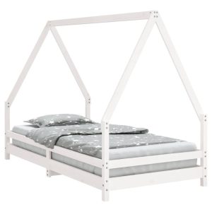 Łóżko dla dzieci Biały 90 x 190 cm Drewno sosnowe vidaXL 573511 Łóżko dla dzieci Biały 90 x 190 cm Drewno sosnowe vidaXL 573511