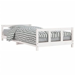 Łóżko dla dzieci Biały 90 x 200 cm Drewno sosnowe vidaXL 573510 Łóżko dla dzieci Biały 90 x 200 cm Drewno sosnowe vidaXL 573510