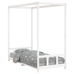 Łóżko dla dzieci Biały 90 x 200 cm Drewno sosnowe vidaXL 411699 Łóżko dla dzieci Biały 90 x 200 cm Drewno sosnowe vidaXL 411699
