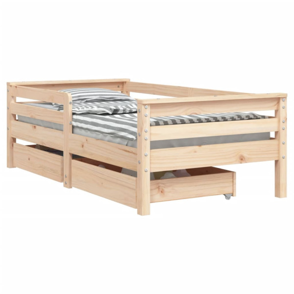 Łóżko dla dzieci Brąz 70 x 140 cm Drewno sosnowe vidaXL 573536