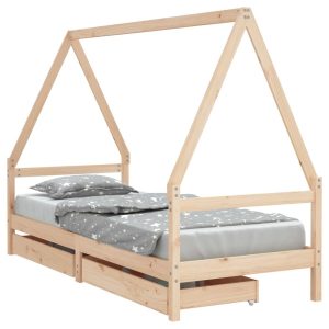 Łóżko dla dzieci Brąz 80 x 200 cm Drewno sosnowe vidaXL 573565 Łóżko dla dzieci Brąz 80 x 200 cm Drewno sosnowe vidaXL 573565