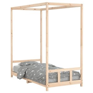 Łóżko dla dzieci Brąz 90 x 190 cm Drewno sosnowe vidaXL 411714 Łóżko dla dzieci Brąz 90 x 190 cm Drewno sosnowe vidaXL 411714