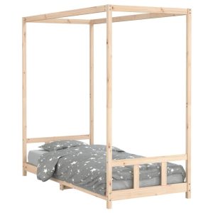 Łóżko dla dzieci Brąz 90 x 200 cm Drewno sosnowe vidaXL 411713 Łóżko dla dzieci Brąz 90 x 200 cm Drewno sosnowe vidaXL 411713