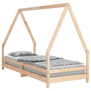 Łóżko dla dzieci Brąz 90 x 200 cm Drewno sosnowe vidaXL 573524 Łóżko dla dzieci Brąz 90 x 200 cm Drewno sosnowe vidaXL 573524