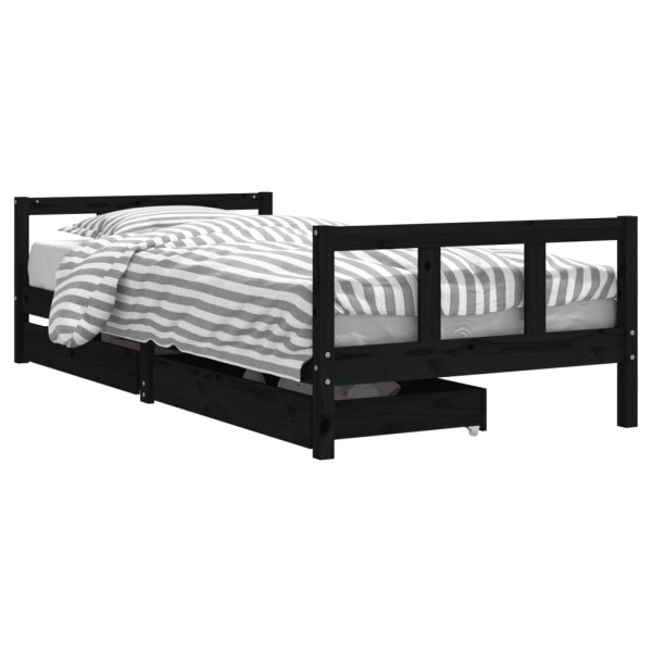 Łóżko dla dzieci Czarny 90 x 200 cm Drewno sosnowe vidaXL 573515