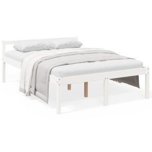 Łóżko dla seniora białe 140×190 cm lite drewno sosnowe 479619 Łóżko dla seniora białe 140×190 cm lite drewno sosnowe 479619