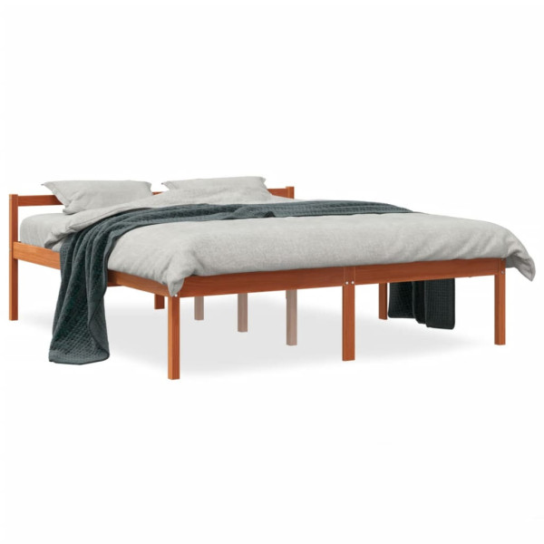 Łóżko dla seniora woskowy brąz 160x200cm lite drewno sosnowe 479129