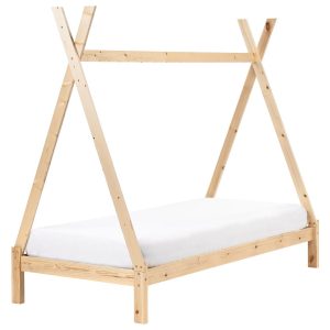 Łóżko dla tipi domek 90 x 200 cm jasne drewno 572146 Łóżko dla tipi domek 90 x 200 cm jasne drewno 572146