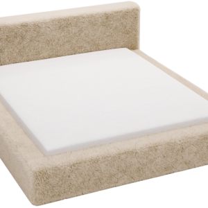 Łóżko do sypialni 140×200 Alros, futerkowa tkanina, pojemnik – Beżowy 1054803 Łóżko do sypialni 140×200 Alros, futerkowa tkanina, pojemnik – Beżowy 1054803