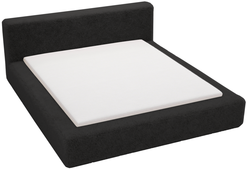 Łóżko do sypialni 140x200 Alros, futerkowa tkanina, pojemnik - Czarny 1053850