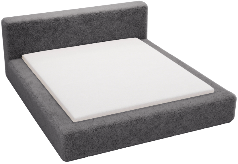 Łóżko do sypialni 140x200 Alros, futerkowa tkanina, pojemnik - Szary 1054747
