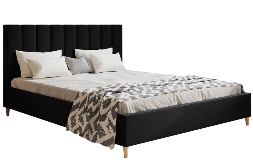 Łóżko do sypialni 160x200 LUXO 2 tapicerowane, na wysokich nogach- czarny 788429